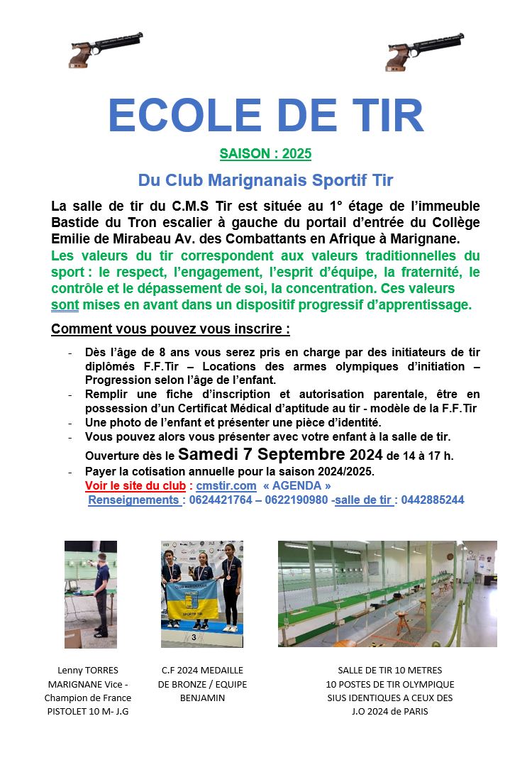 ÉCOLE DE TIR SAISON : 2024/2025