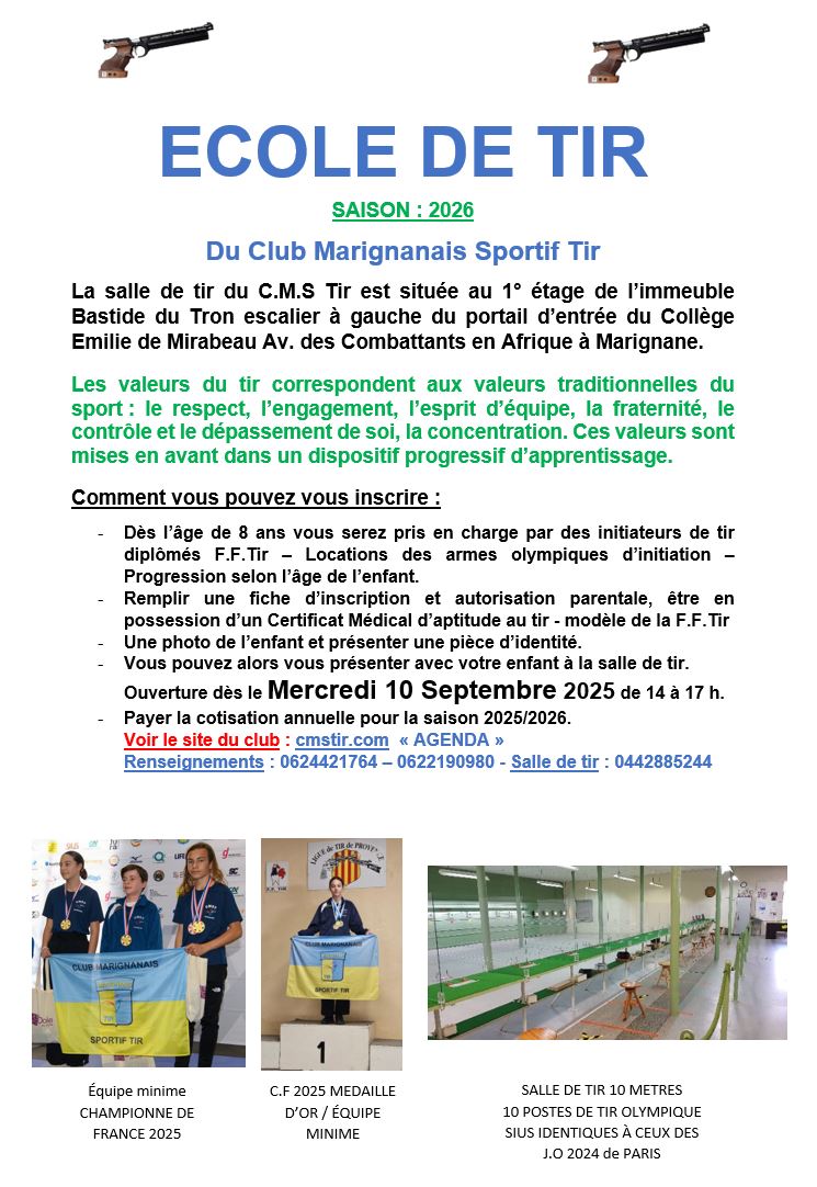 AFFICHE ECOLE DE TIR 2026 AFFICHE ECOLE DE TIR 2026